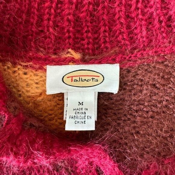 Vintage Talbots Hand Knit Red Mohair Blend Fluffy Preppy Grannycore Cardigan - Picture 4 of 7